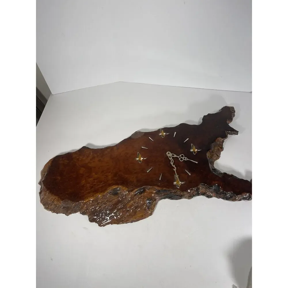 Burl Wood Wall Clock Burl Redwood Gorgeous Vintage Custom Duck‎ Goose Image Real